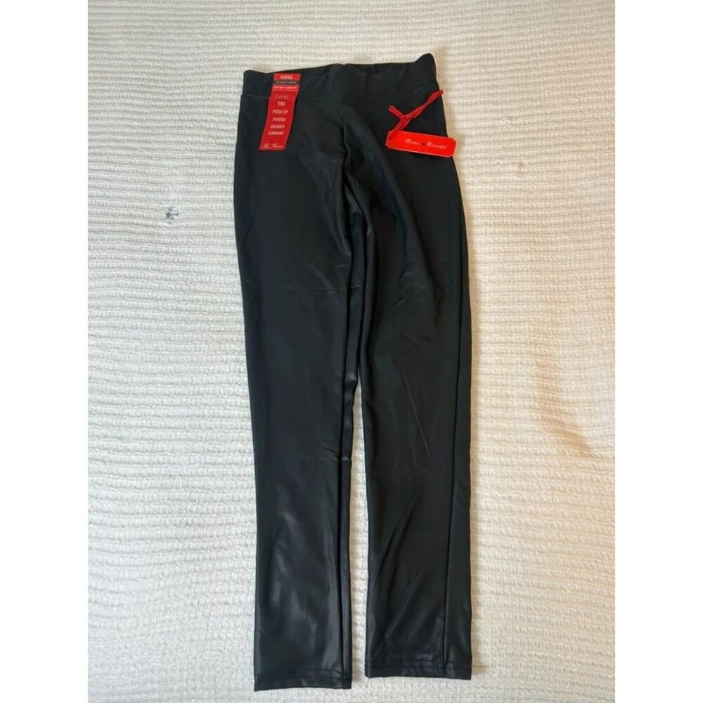 New Roma Concept Women Perfect Legging Skinny Push Up Power M Black Faux Leather